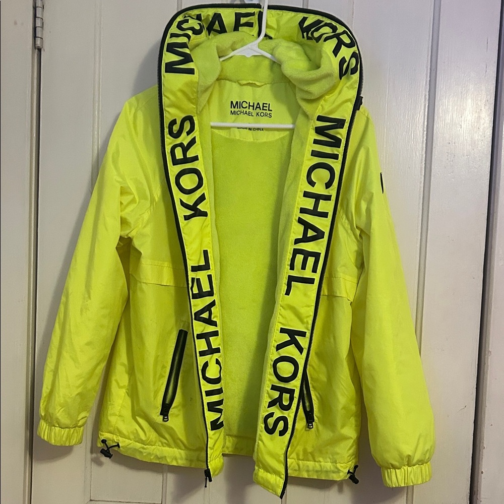 Michael Kors Bright Yellow Logo Hooded Jacket